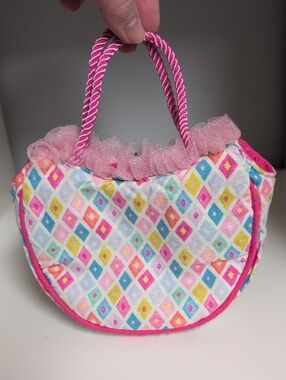 💜2/$20💜 Douglas Cuddle Toys Sassy Pet Saks Purse Bag For Plush 4.5" Blue Pink